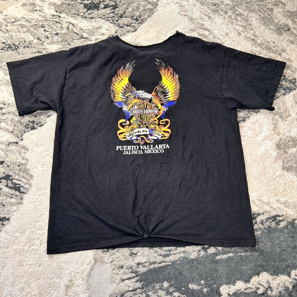 Harley Davidson T Shirt Y2K 2XL Black Legends Are Forever Graphic Cut Neck Biker